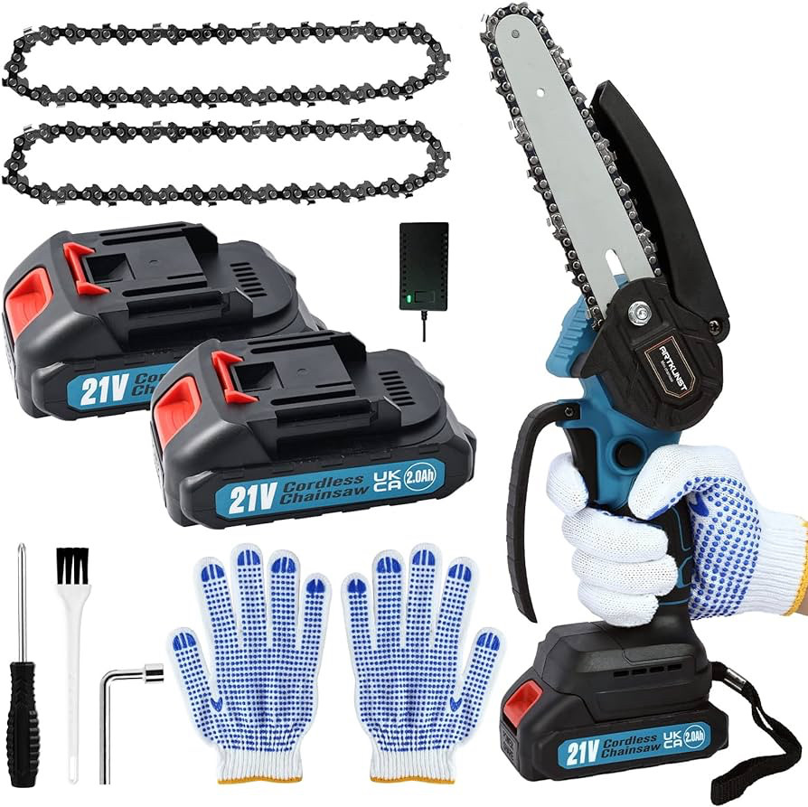 Б/У. Мини-бензопила 6 дюймов с 2 аккумуляторами, аккумуляторные цепные ...