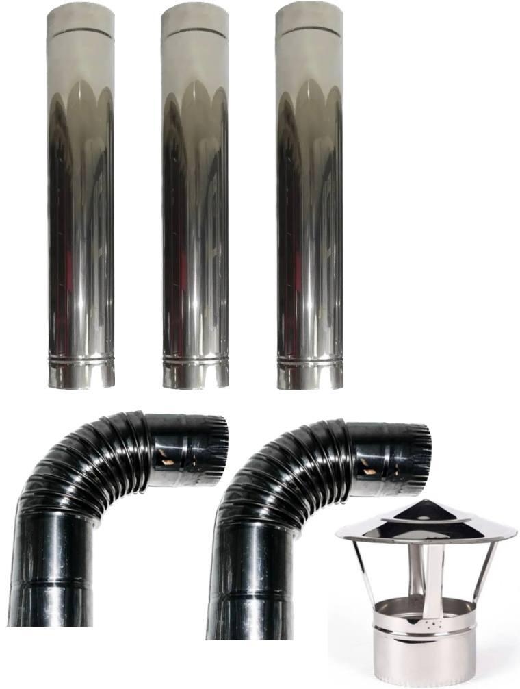 Комплект димоходу для пічі, буржуйки з нержавіючої сталі, фото 1