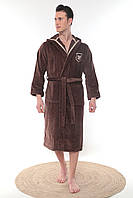 Мужской махровый халат с капюшоном Maison D'or Leonor Chocolate хлопок размер M (48) коричневый
