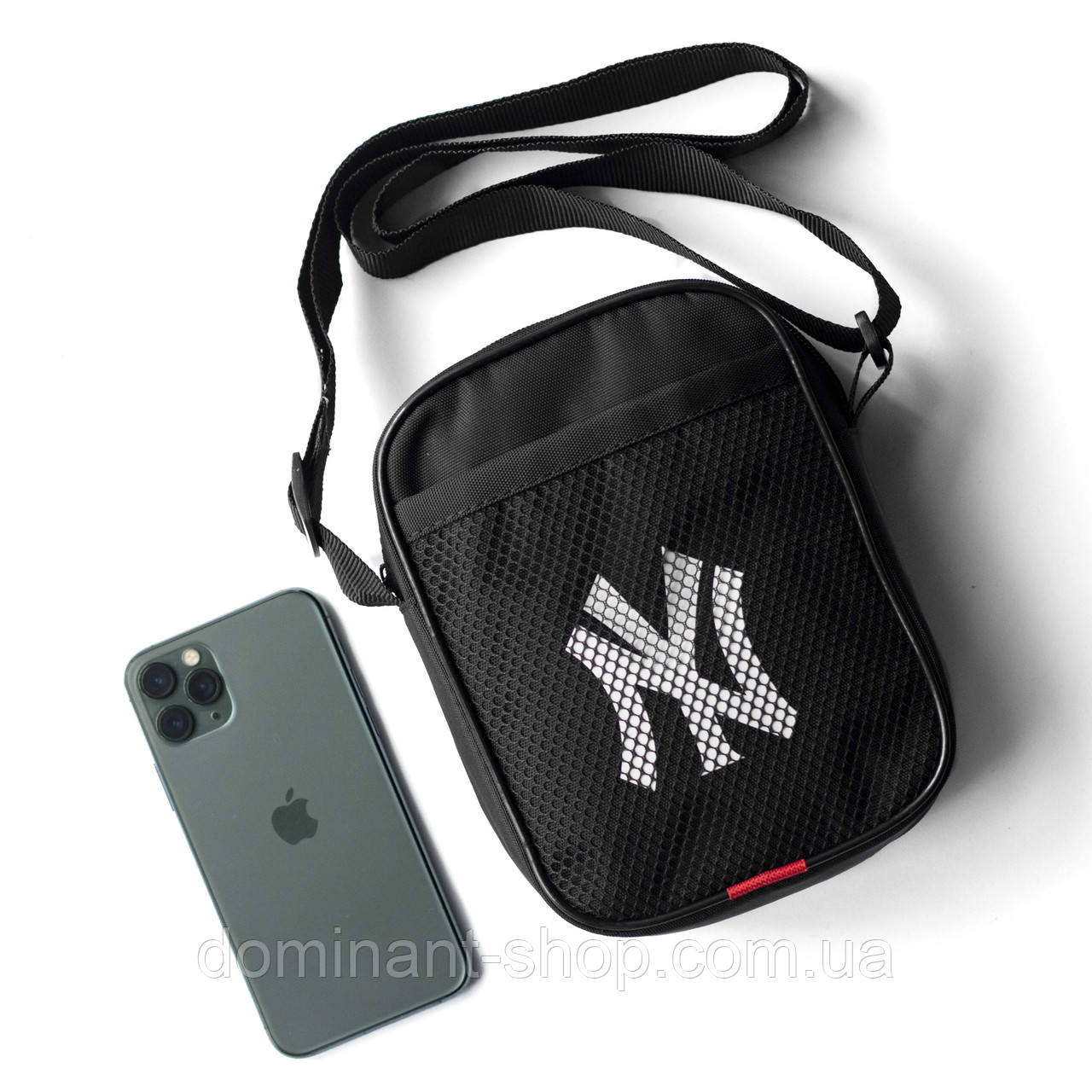 Мужская сумка мессенджер через плечо New York Yankees Stk черная из ткани молодежная