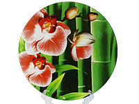 Блюдо стеклянное круглое d.30 Орхидея - бамбук S3012/Q067 ТМ LUMINES