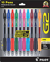Набор цветных гелевых ручек PILOT G2 Premium Gel Pens 0.7 мм 10 шт ( 31236)