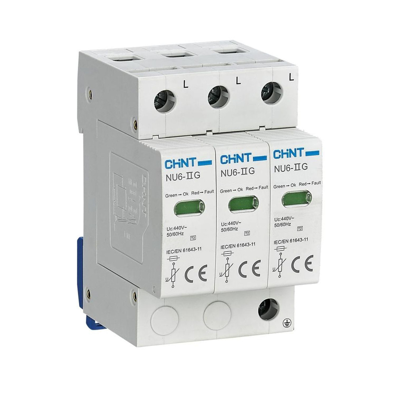 Обмежувач перенапруги 3Р 40кА 440В [252542] NU6-IIG CHINT, фото 1