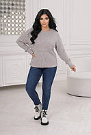 Жіночий універсальний базовий теплий в'язаний светр великі розміри (різні кольори) 50/52, Моко