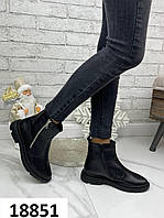 Женские зимние ботинки - Regina, натуральная шкіра черного цвета.
