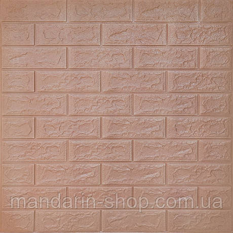 Самоклеючі 3D панелі під цеглу кава з молоком (коричнева) 70х77х0.5 см, фото 1