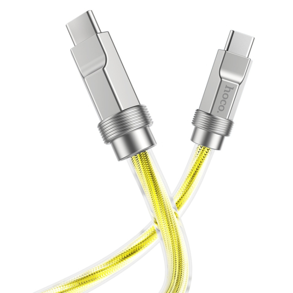 Кабель Type-C на Type-C 100 Вт HOCO Solid silicone charging data cable (1.2M, 100W, 3A). Gold