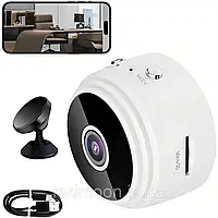 Беспроводная мини камера IP, с WiFi и датчиком движения, FullHD, A9, Белая / Камера видеонаблюдения