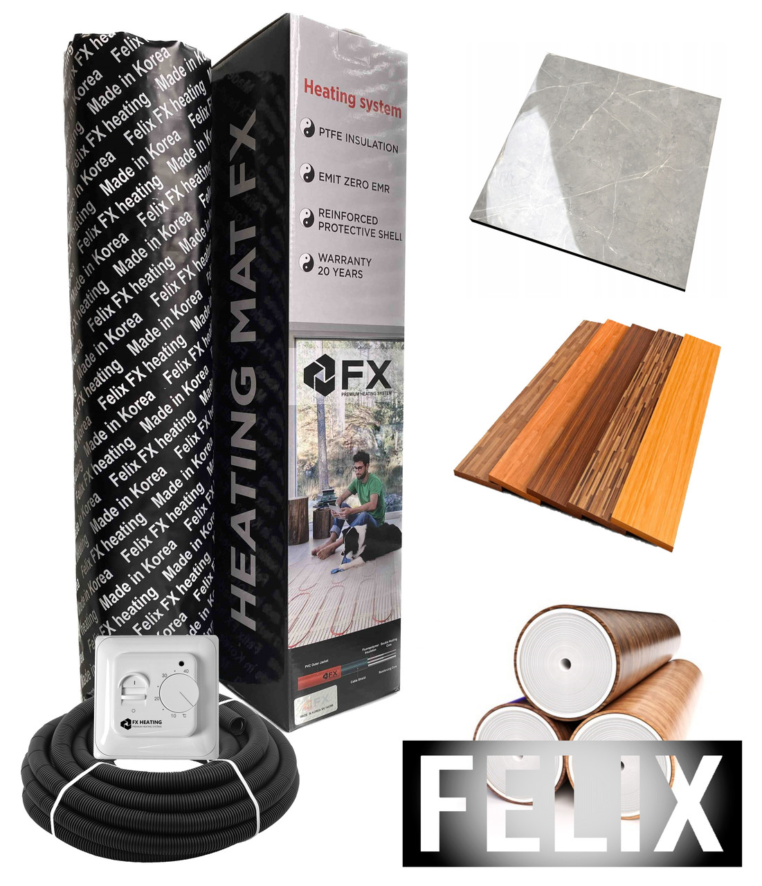 Тепла підлога електрична під плитку 1м2(2мп)150ват Felix FX mat Корея Нагрівальний мат в тефлоновій ізоляції