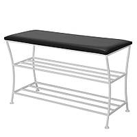 Кована банкетка Fenster Стиль Біла оббивка екошкіра Чорна