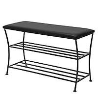 Кована банкетка Fenster Стиль Чорна оббивка екошкіра Чорна