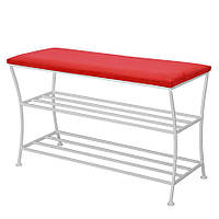 Кована банкетка Fenster Стиль Біла оббивка тканина Велюр Червоний