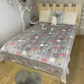 Плед-покривало з мікрофібри День-Ніч з светонакопителем "Футбол сірий"