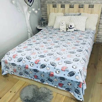 Плед-покривало з мікрофібри День-Ніч з светонакопителем "Футбол блакитний"