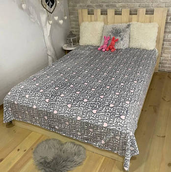 Плед-покривало з мікрофібри День-Ніч з светонакопителем "Love на сірому"