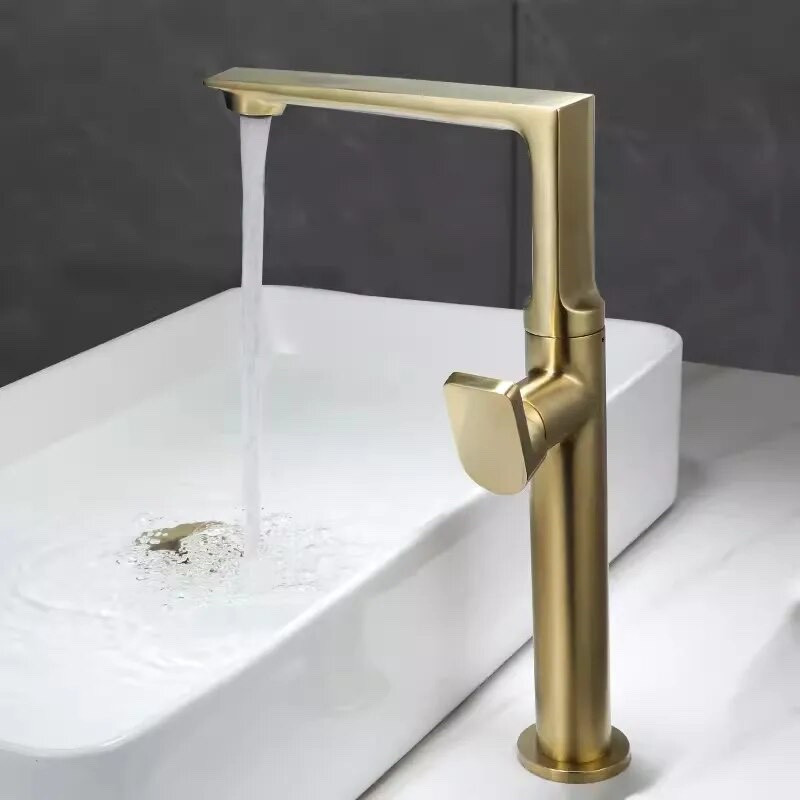 Змішувач для умивальника FUTURA 67-8 BRUSHED GOLD Високий