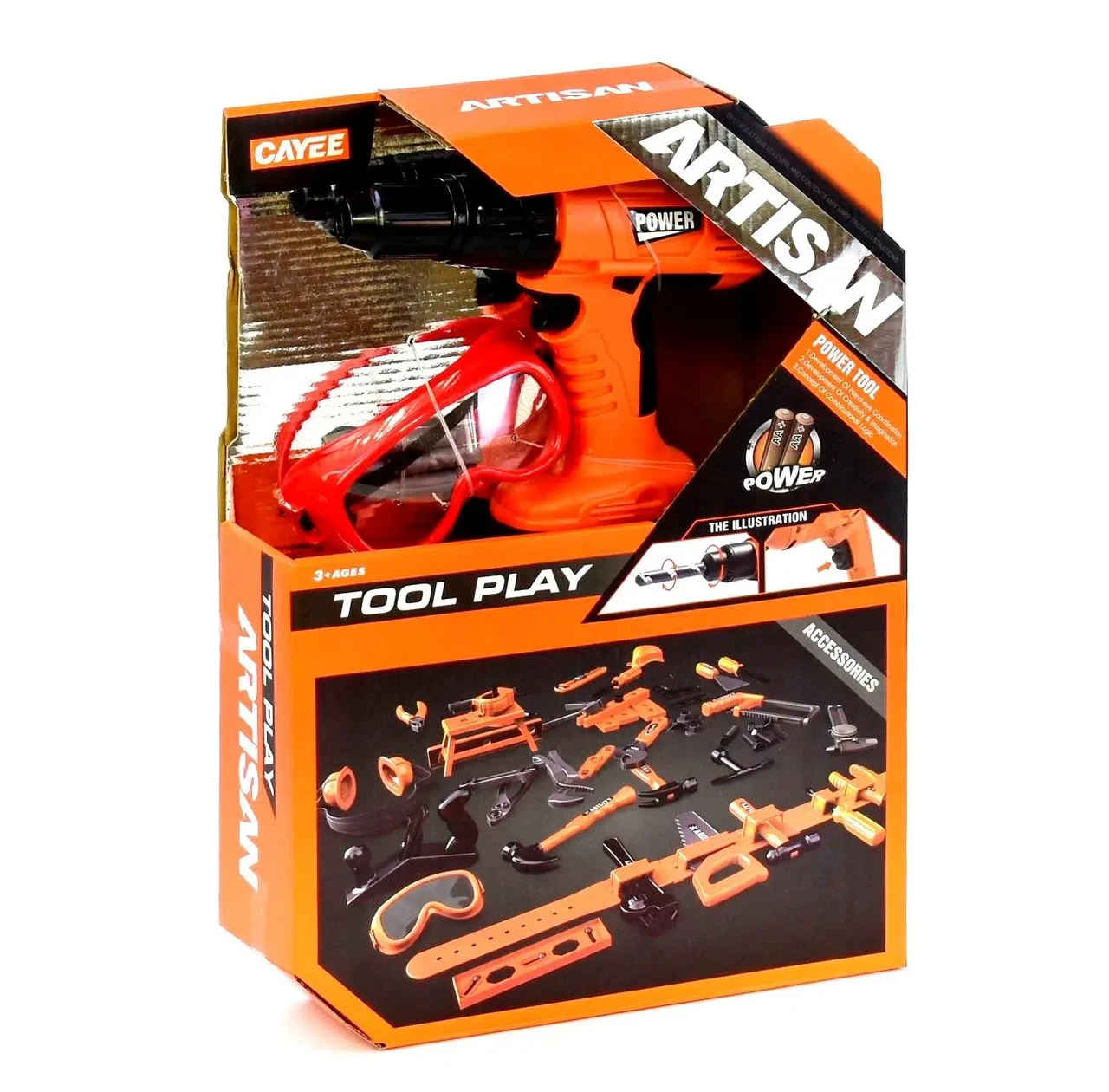 Ігровий набір інструментів (молоток, викрутка, розвідний ключ, дриль на батарейках) KY 1068-105 Е, фото 1