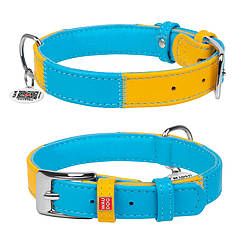 Нашийник для собак шкіряний WAUDOG Glamour з QR-паспортом, "Colors of freedom", XL, Ш 35 мм, Д 46-60 см, фото 1