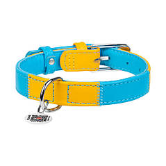 Нашийник для собак шкіряний WAUDOG Glamour з QR-паспортом, "Colors of freedom", XL, Ш 35 мм, Д 46-60 см, фото 4