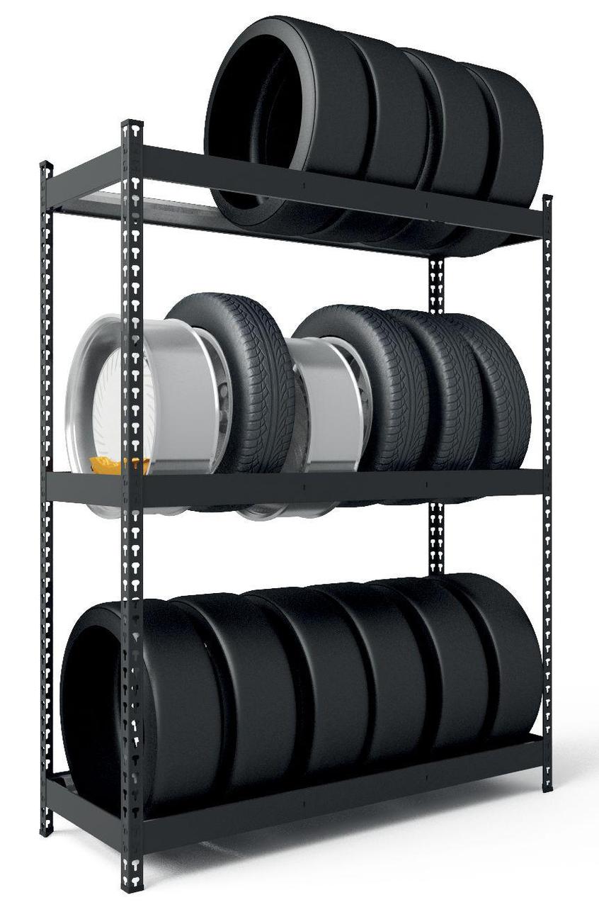 Стелаж Титан для коліс 1680х1200х500 Міткас, 300 кг/полицю, 3 яруси
