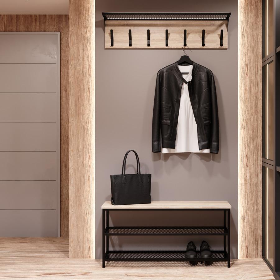 Прихожая Fenster Эмбер 3 990 Чёрная ДСП дуб сонома