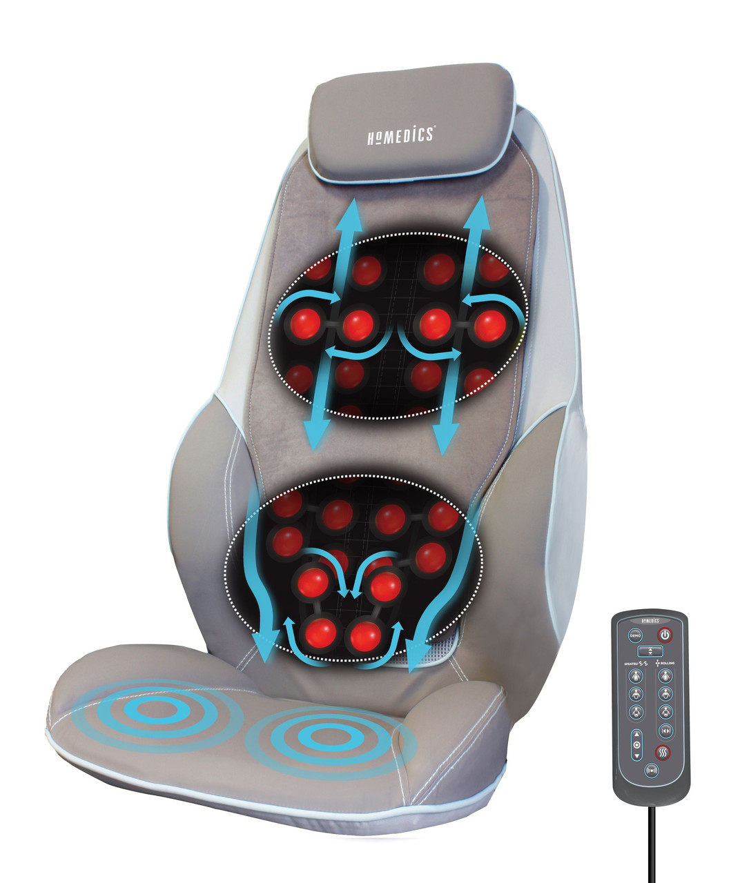 Масажна накидка HoMedics Shiatsu MAX Deluxe з розворотними роликами, прогрівом, вібрацією в сидінні та чохлом