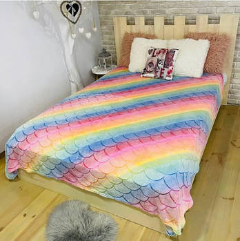 Плед-покривало з мікрофібри День- Ніч зі світлонакопичувачем "Веселка"