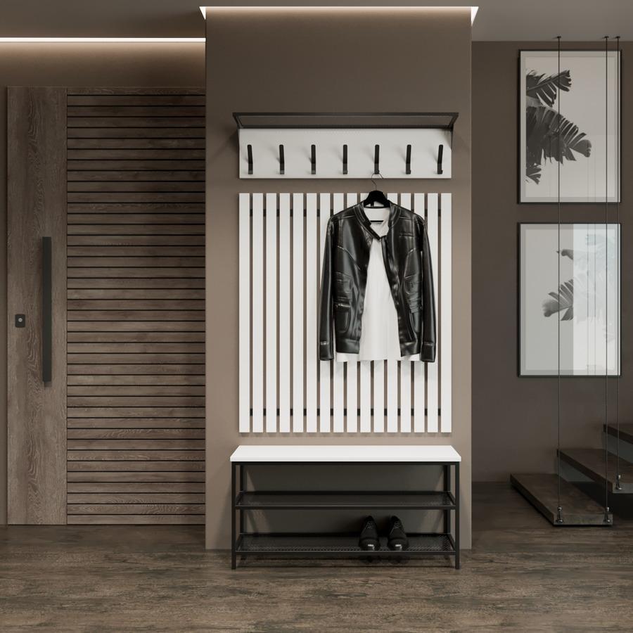 Прихожая Fenster Эмбер 4 990 Чёрная ДСП белое