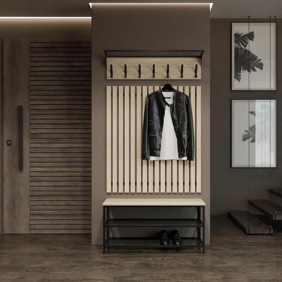 Прихожая Fenster Эмбер 4 990 Чёрная ДСП дуб сонома