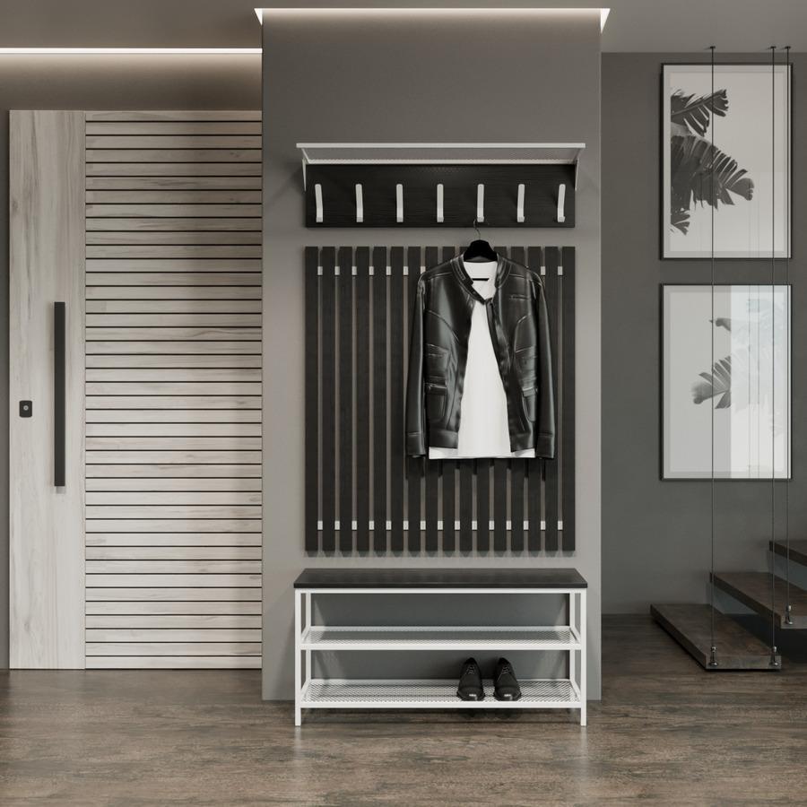 Прихожая Fenster Эмбер 4 990 Белая ДСП чёрное, фото 1