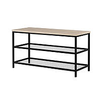 Банкетка металлическая Fenster БТ-990 Чёрная ДСП Дуб сонома