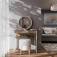 Трюмо с пуфом Fenster Прайд Белый ДСП Аликанте/Экокожа белая