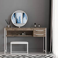 Туалетный столик с зеркалом и банкеткой Fenster Даймонд Белый ДСП аликанте