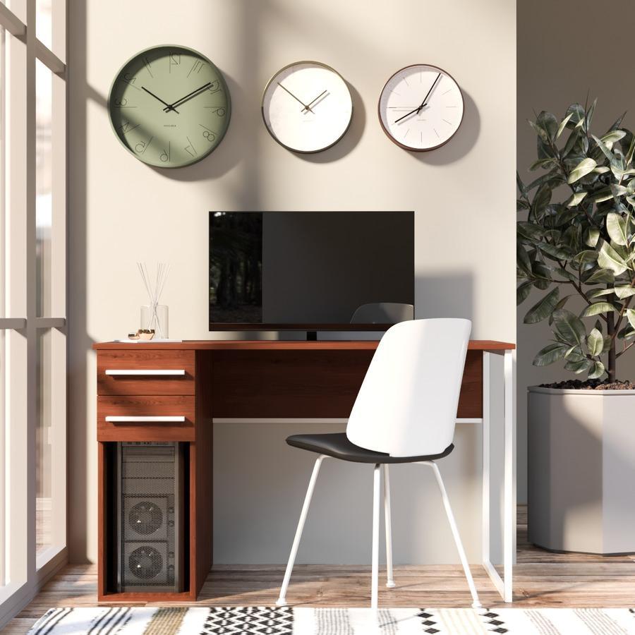 Стол компьютерный Fenster Альянс 2 Белый 74x120x62 столешница Коричневая