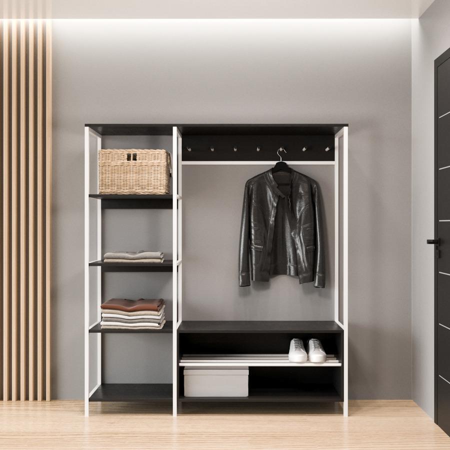 Прихожая Fenster Дакота 1 Белая 160x143,5x36,5 ДСП Чёрное