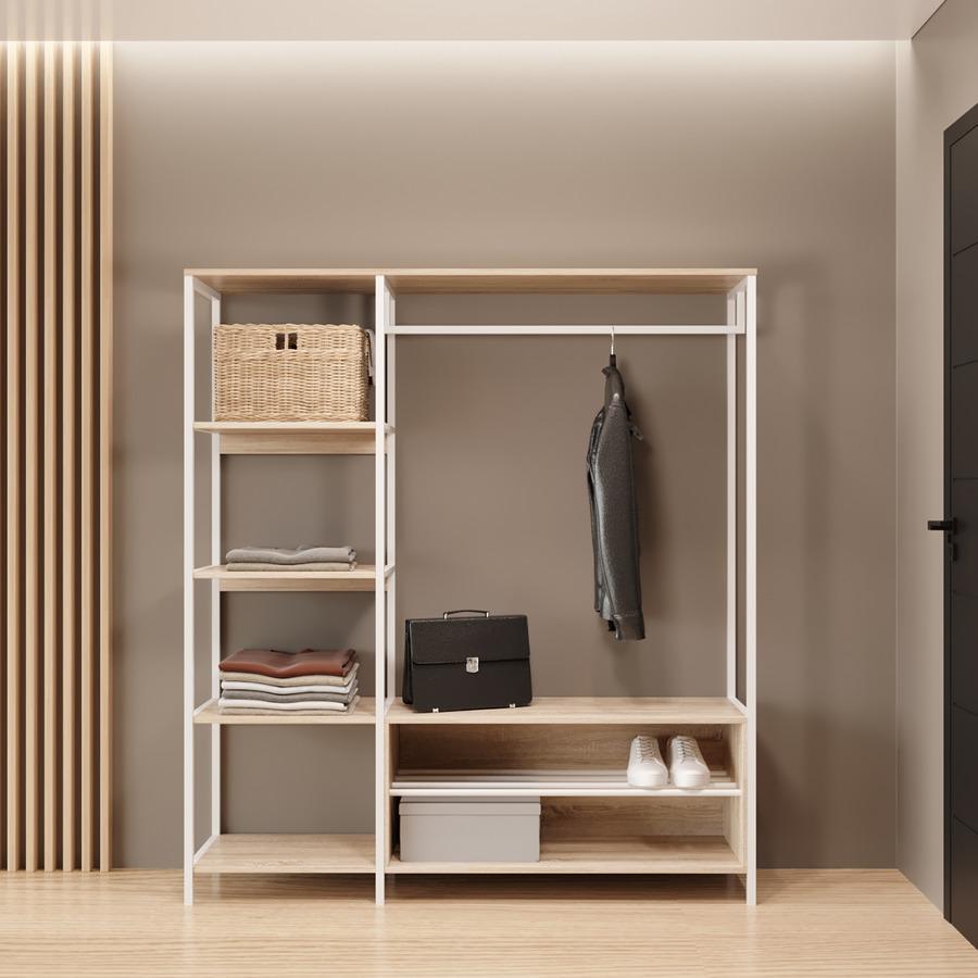 Прихожая Fenster Дакота 2 Белая 160x143,5x36,5 ДСП Дуб сонома