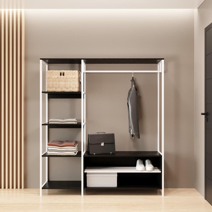 Прихожая Fenster Дакота 2 Белая 160x143,5x36,5 ДСП Чёрное