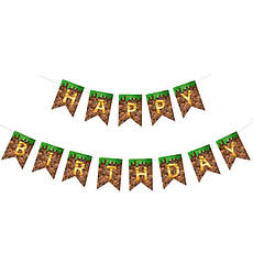 Паперова гірлянда "Happy Birthday minecraft", довжина - 230 см