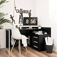 Стіл офісний Fenster Флеш Білий 80x140x100 стільниця Чорна