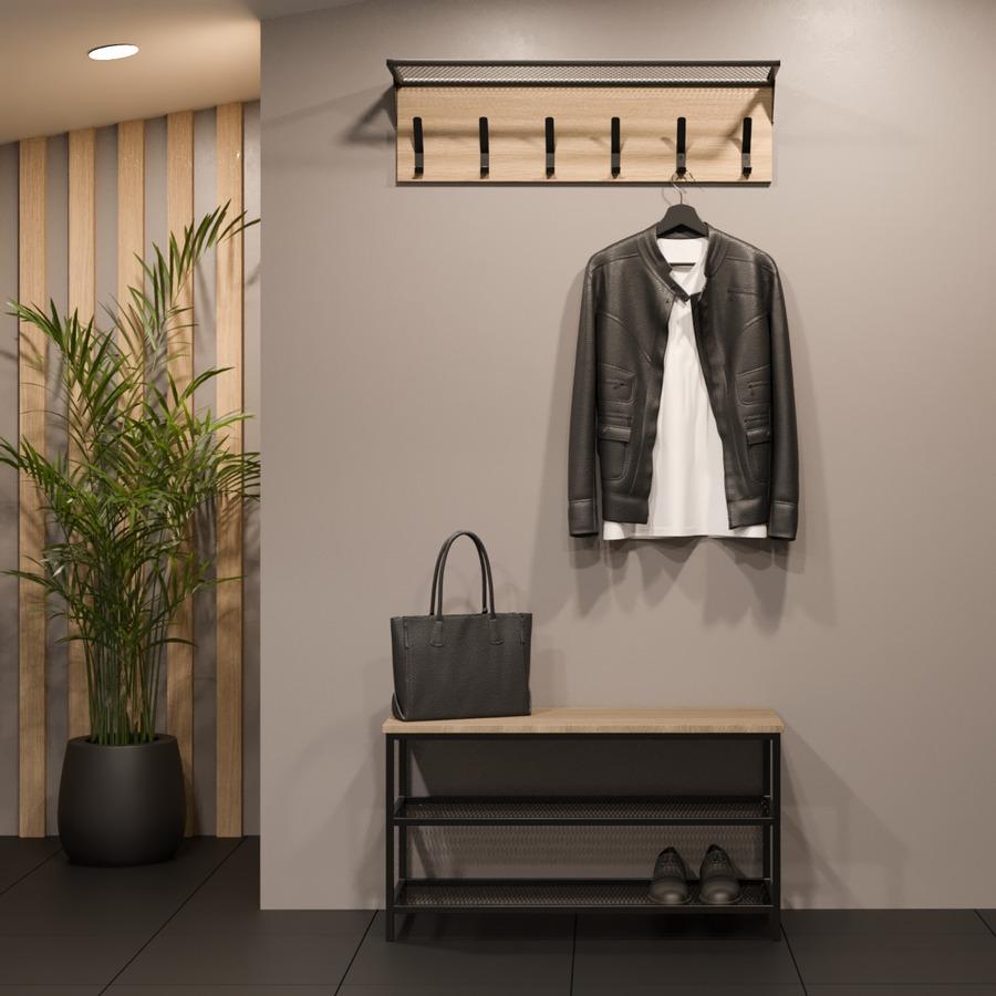 Прихожая Fenster Эмбер 3 880 Чёрная ДСП дуб сонома