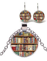 Набор украшений Библиотека Кулон серьги книги книга колье ожерелье подвеска комплект