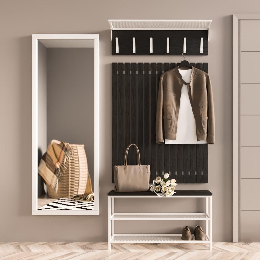 Прихожая Fenster Эмбер 1 880 Белая ДСП чёрное