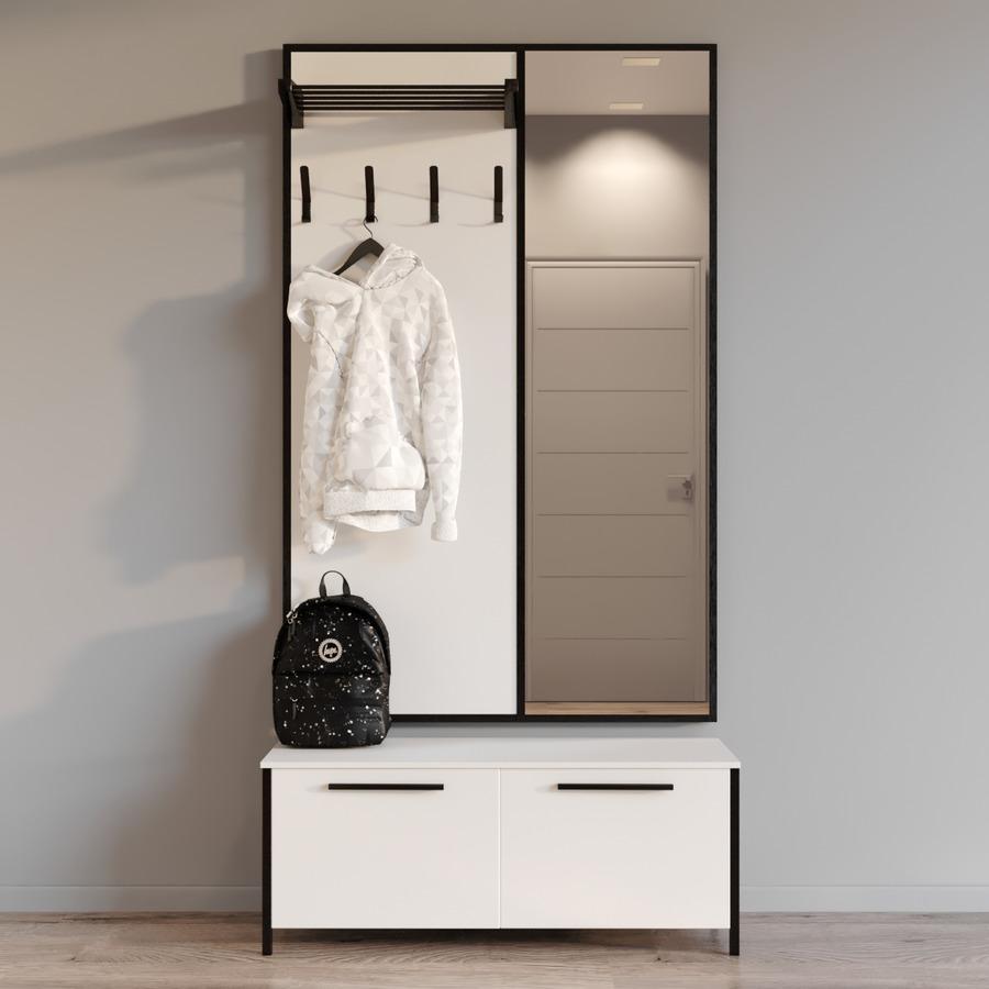 Прихожая Fenster Софт 2 Чёрная ДСП Белое