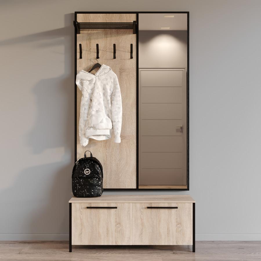 Прихожая Fenster Софт 2 Чёрная ДСП Дуб сонома