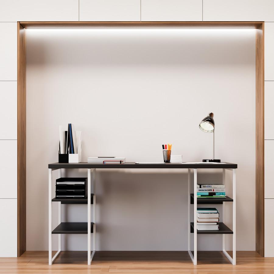 Компьютерный стол Fenster Вега 4 Белый 75,5x140x60 столешница Чёрная