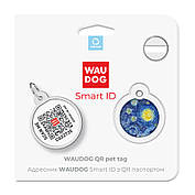 Адресник для собак і котів металевий WAUDOG Smart ID з QR-паспортом, малюнок "Водяні лілії", круг, Д 25, фото 6