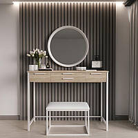 Туалетний столик із дзеркалом і банкеткою Fenster Візаві Білий ДСП дуб сонома