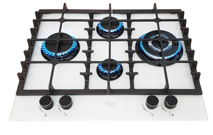 Газова біла варильна поверхня вбудована Luxor RG 680 WH BK Blütenwei