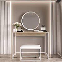 Туалетный столик с зеркалом и банкеткой Fenster Визаж 2 Белый ДСП дуб сонома