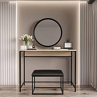 Туалетный столик с зеркалом и банкеткой Fenster Визаж 2 Чёрный ДСП дуб сонома